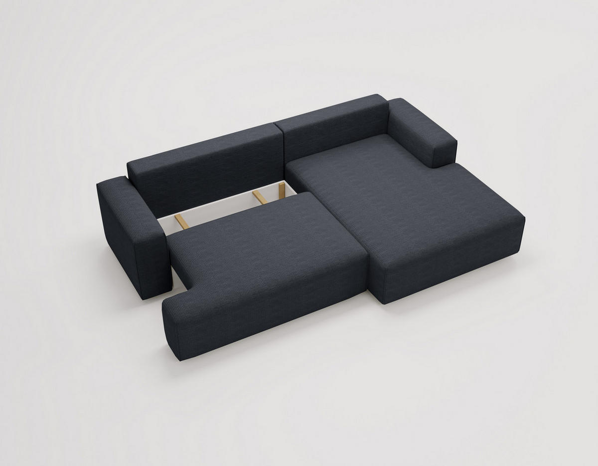 ECKSOFA L-Form 270 cm Boston mit Bettkasten, Schlaffunktion, Rechts, Schwarz - Schwarz, Holz (270/165cm) - Emporius