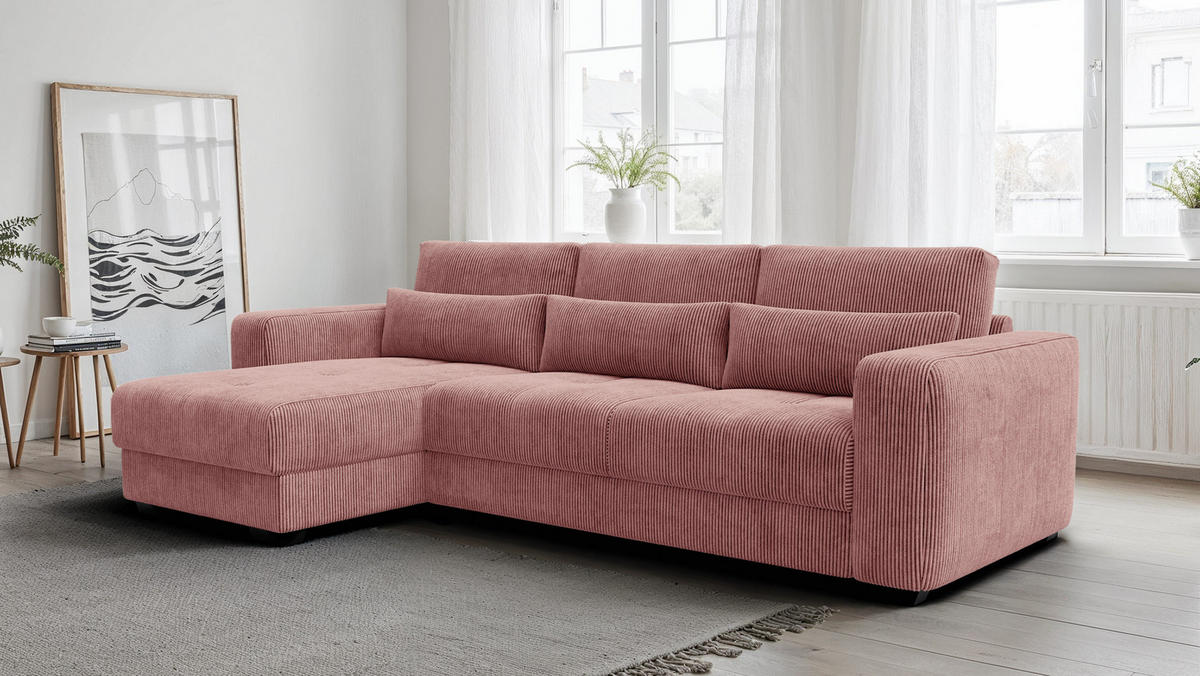 ECKSOFA OLI 4-Sitzer links, altrosa - Altrosa, Holz/Textil (295/172cm) - Courtois Laville