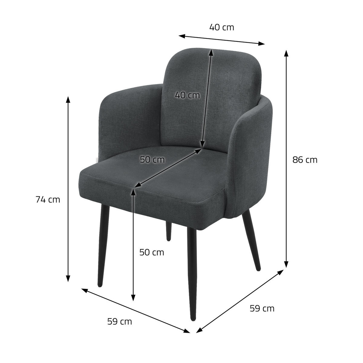 ESSZIMMERSTUHL Anthrazit mit Stoffbezug - Anthrazit/Schwarz, Textil/Metall (59/86/59cm) - ML-DESIGN