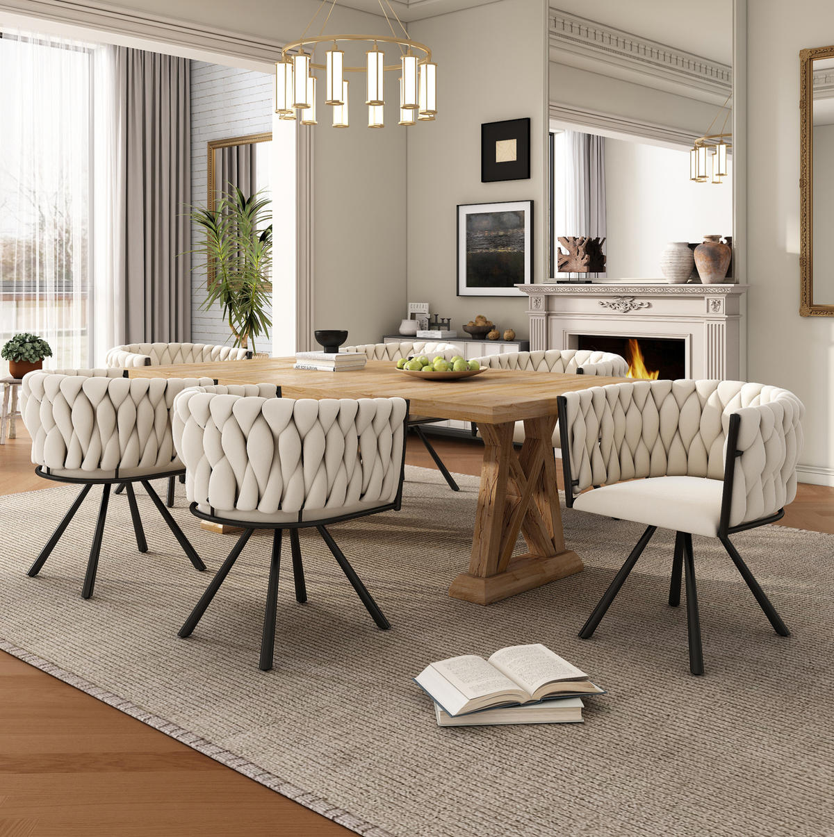 ESSZIMMERSTUHL 6er-Set drehbar Samt Beige mit Metallgestell - Beige, Metall (54/72/59.2cm) - Meubliv