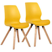 STUHL 2er Set Kunststoff Gelb - Eukalyptusholzfarben/Gelb, Holz/Kunststoff (48/87/58cm) - CLP