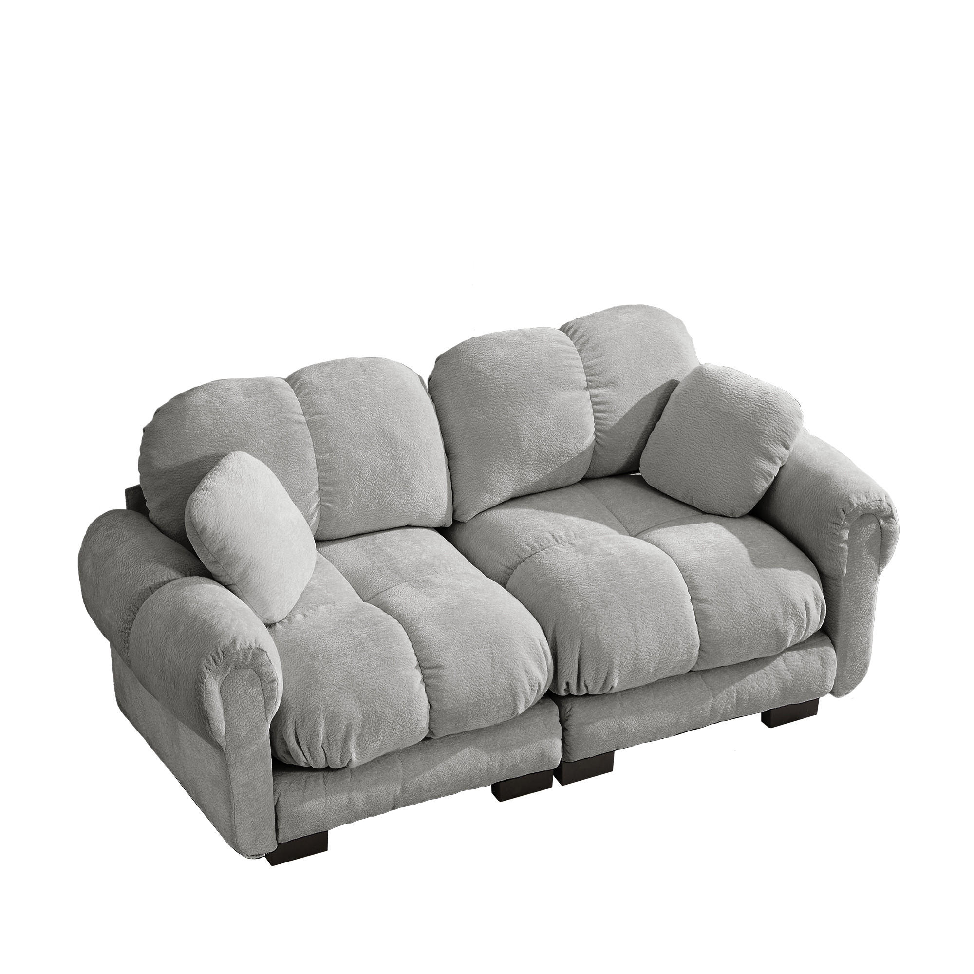 2-SITZER-SOFA DE-34384 Steppdesign Hellgrau - Hellgrau, Textil (86/90/190cm) - ComfortXL