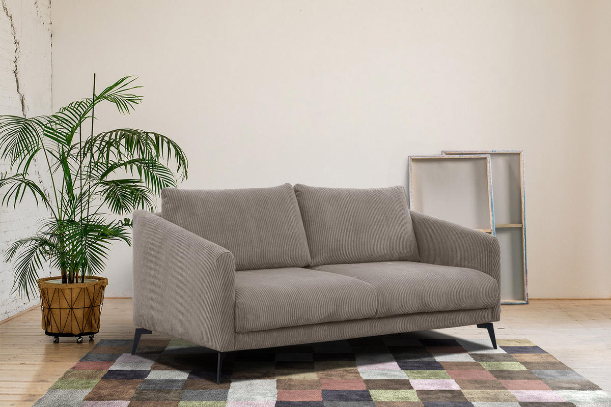 SOFA VILT 2,5-Sitzer, taupe - Taupe/Schwarz, Holzwerkstoff/Kunststoff (202/89/94cm) - Courtois Laville