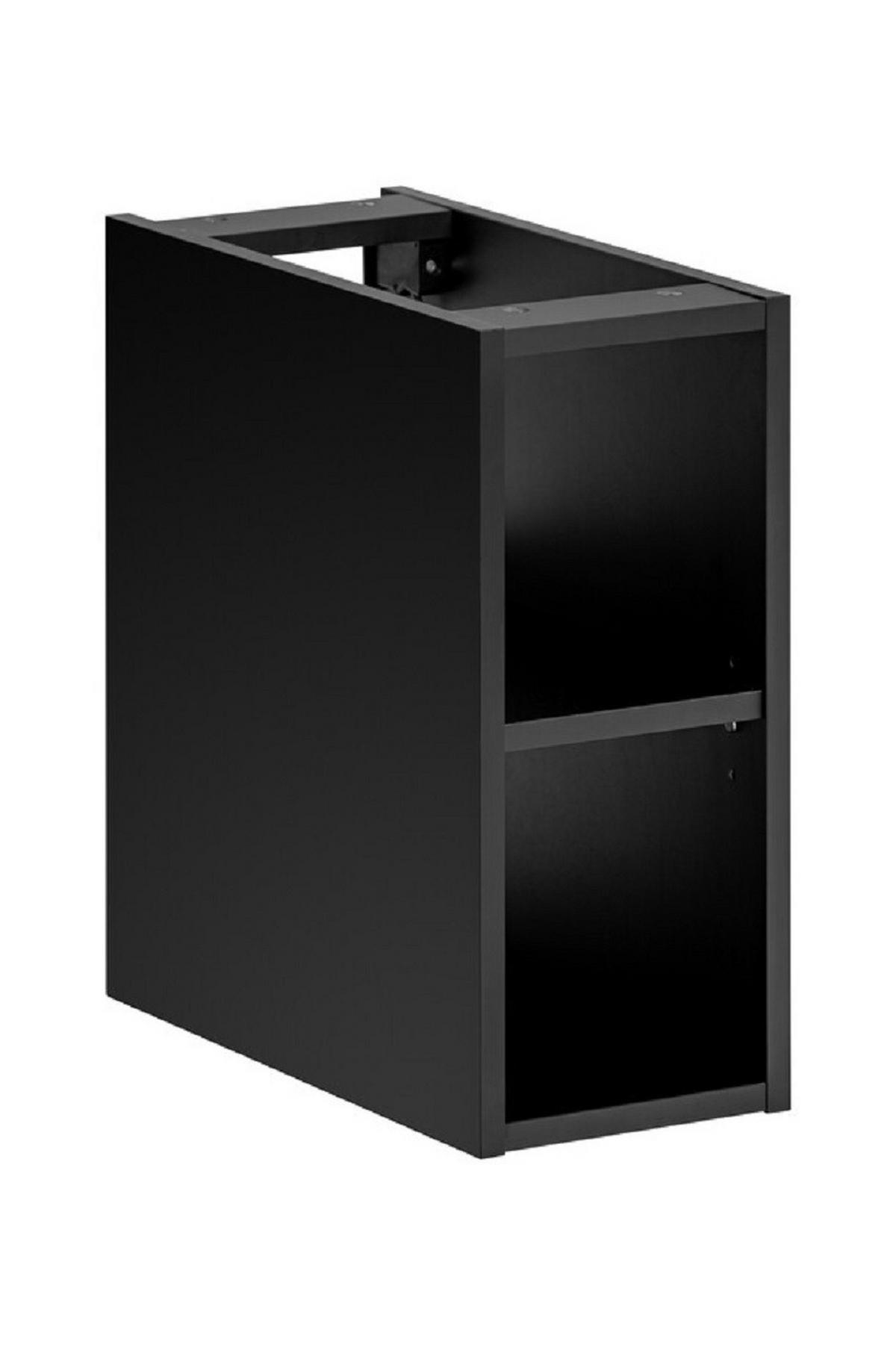 BADMÖBEL-SET 11 Teile - Santa Fe Black S BM13 in Schwarz/Matt - Silberfarben/Schwarz, Leder/Holz (180/160/46cm)