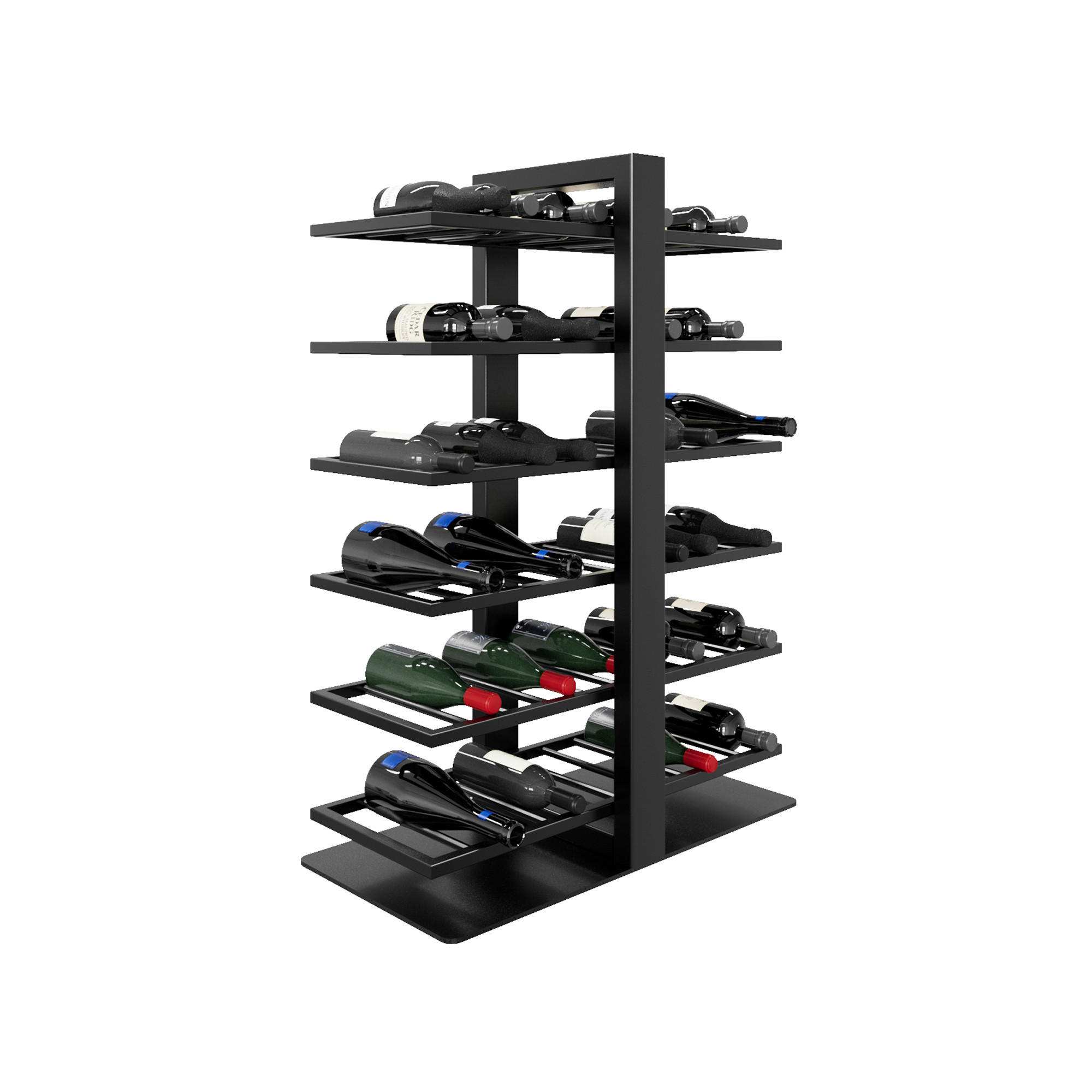 WEINREGAL Corse Metall,Schwarz, Für 60 Weinflaschen 110/80/30cm - Schwarz, Metall (30/110/80cm) - Metalo Pro