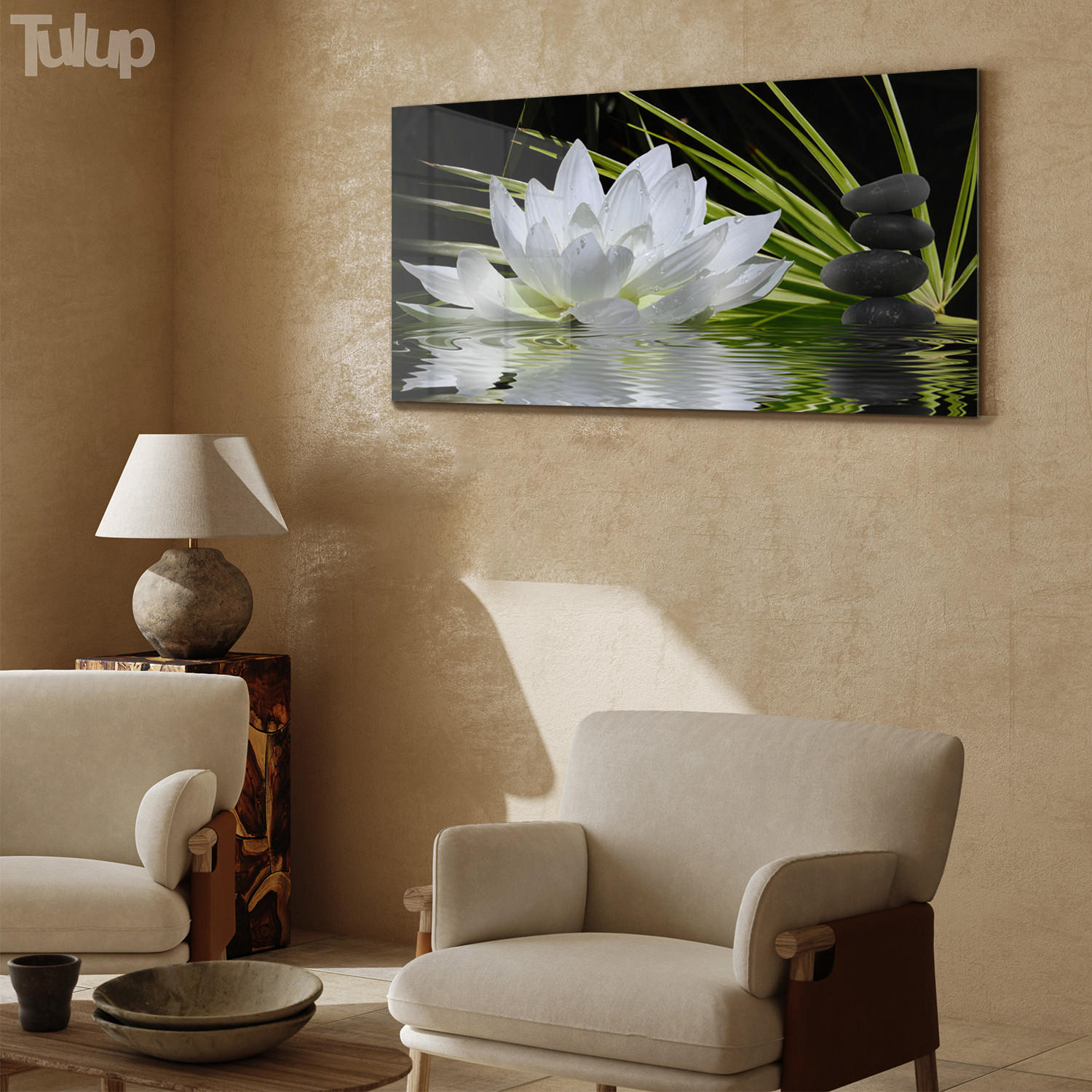 GLASBILD 120x60 cm Lotosblume - Grün, Glas (120/60cm) - TULUP