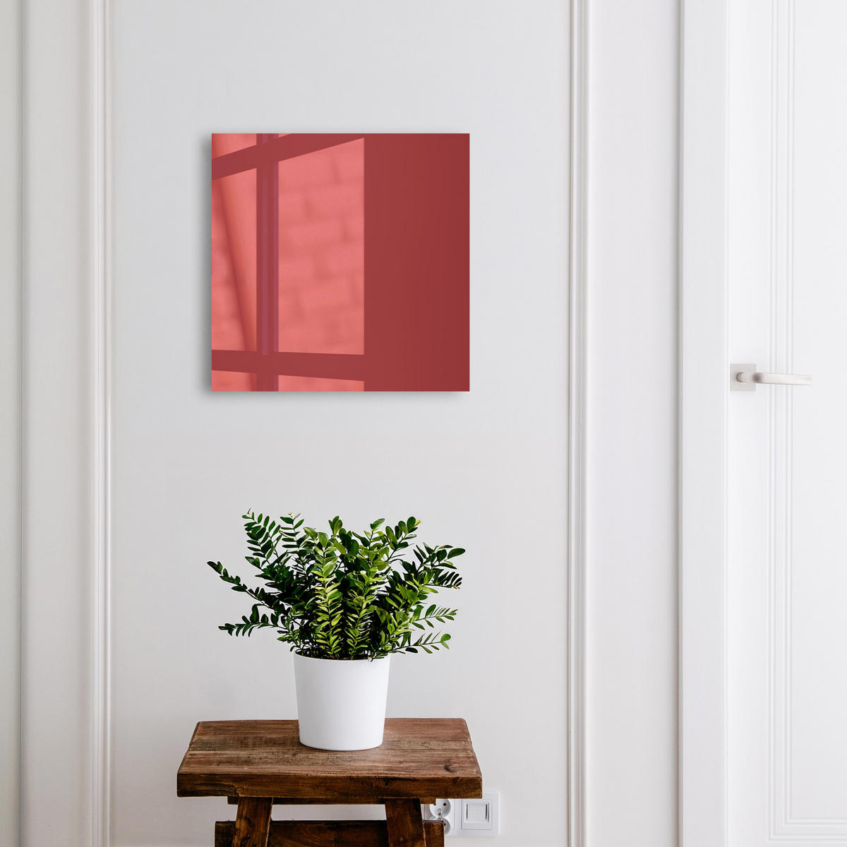 SCHLÜSSELBOX Schwarz 30x30 cm- Türöffnung nach rechts - Burgunderrote Farbe - Weinrot, Metall (30/30/5cm) - TULUP