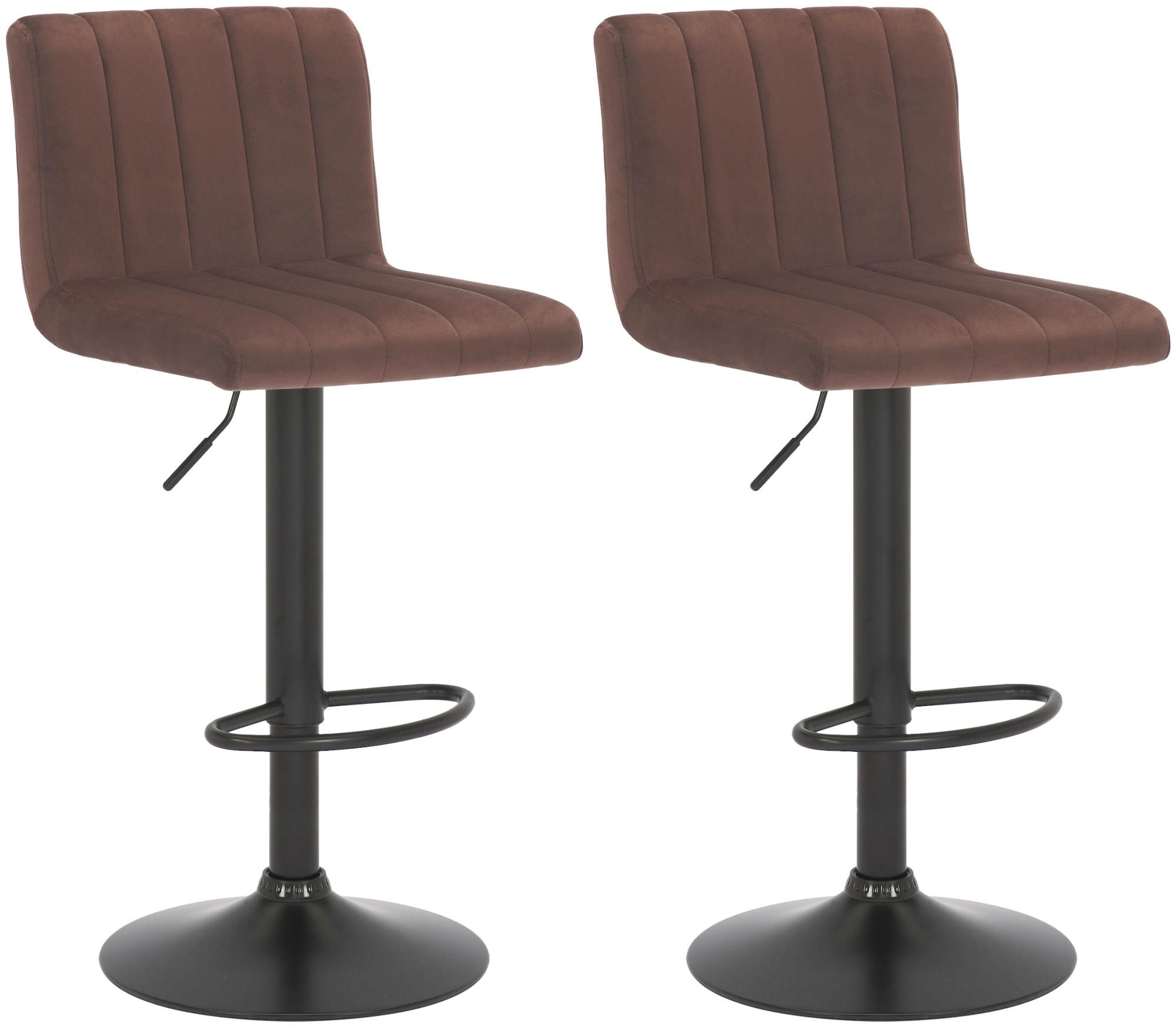 BARHOCKER 2er Set Samt braun - Braun, Textil/Metall (41/87/49cm) - CLP