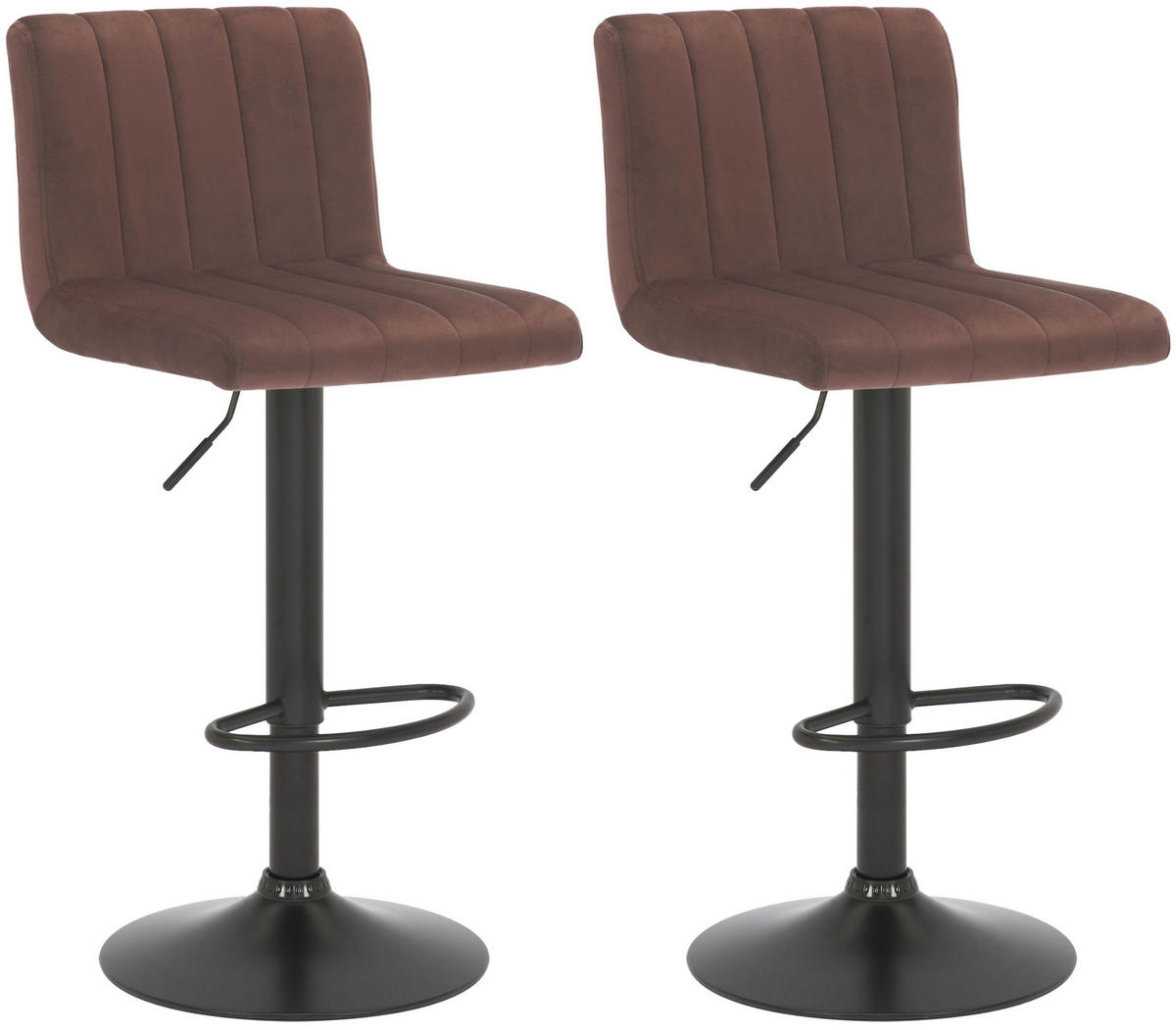 BARHOCKER 2er Set Samt braun - Braun, Textil/Metall (41/87/49cm) - CLP