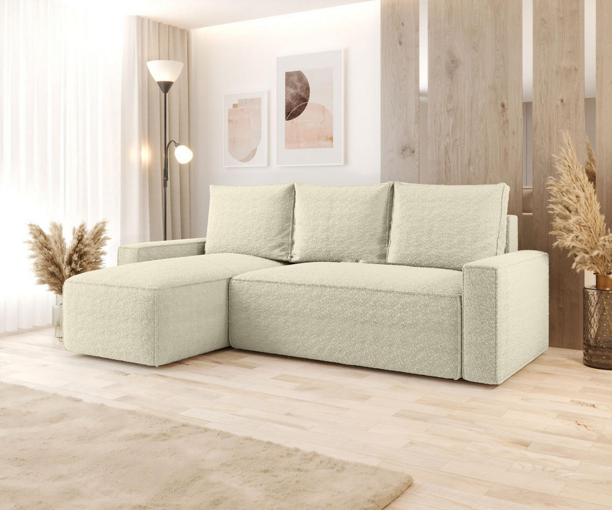 ECKSOFA mit Schlaffunktion SAVIO Quelle 02 Links - Ecru, Textil (232/140cm) - Bedante