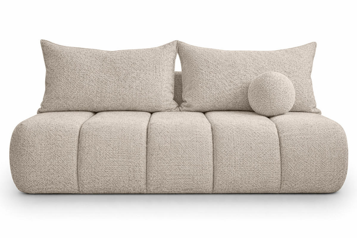 SOFA Mit Schlaffunktion Und Bettkasten, Chenille-Stoff Flow, Beige, PIANO - Beige, Holz (207/91/103cm) - Kaiser Möbel