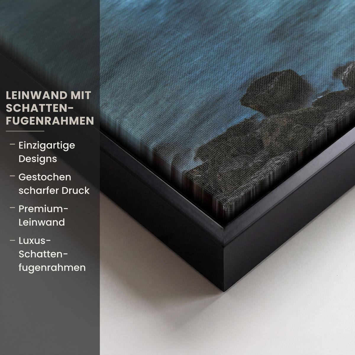 LEINWAND Bilder mit Rahmen - New York - Skyline - Stadt - Blau - 70x100 - Blaugrau, Textil (70/100cm) - MuchoWow