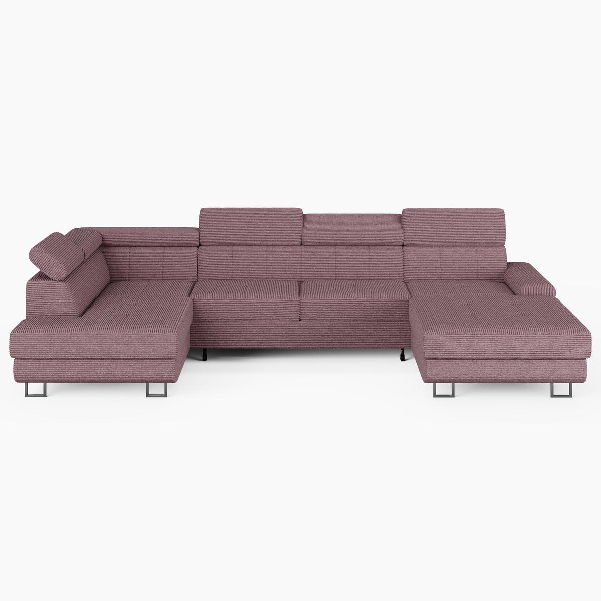 WOHNLANDSCHAFT MARRY Links Rosa Cord-Stoff mit Schlaffunktion und zwei Bettkästen - Pink, Holz/Metall (335/90/190cm) - Barchello