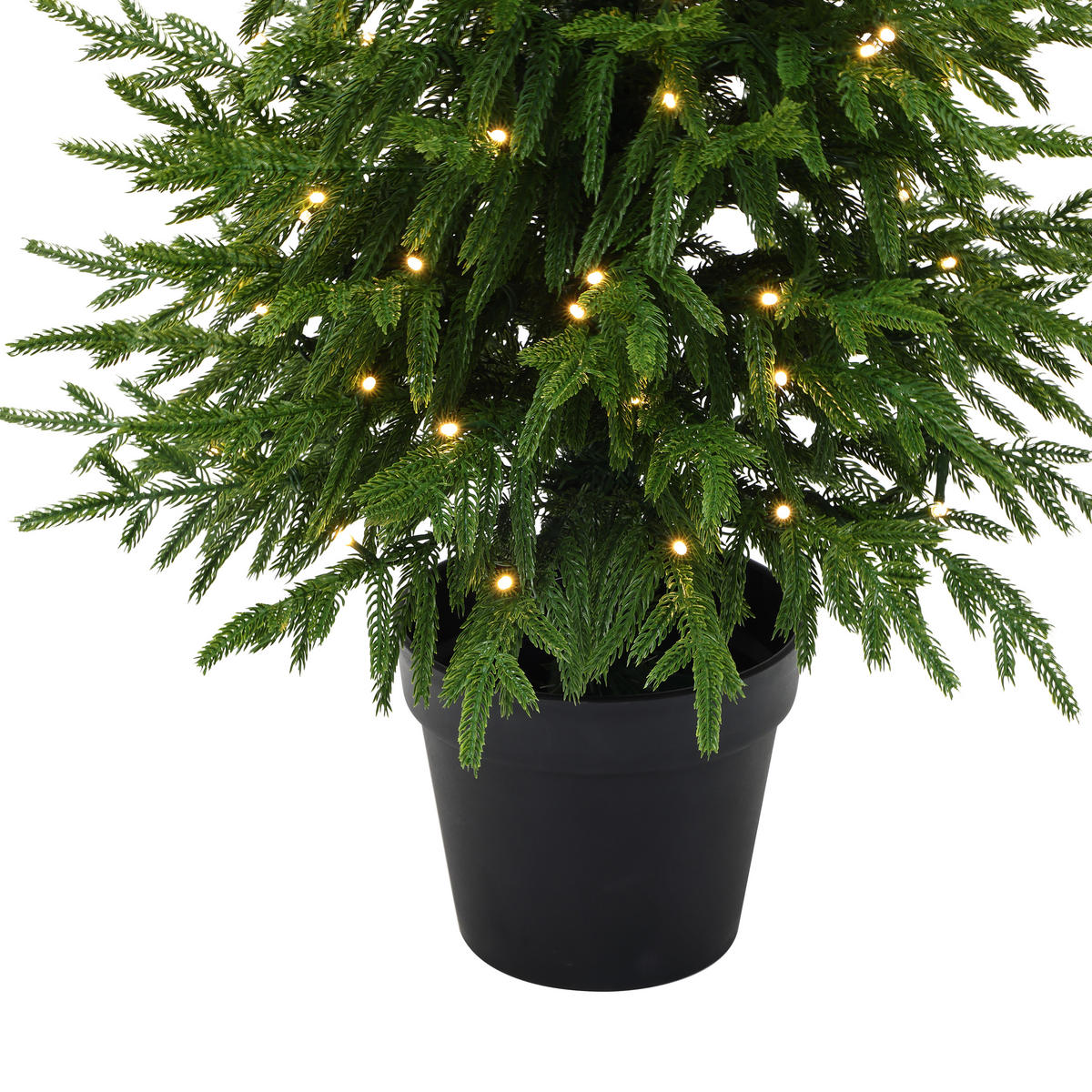 KÜNSTLICHER Weihnachtsbaum im Topf, 123 cm, 100 warmweiße LEDs - Grün, Kunststoff (52/123cm) - Hometopia