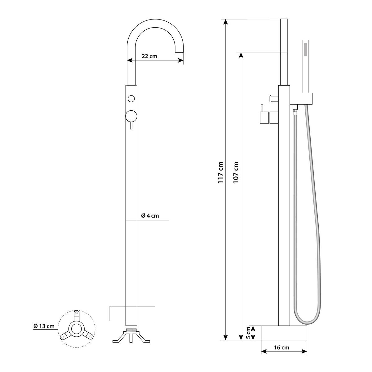 FREISTEHENDE Badewanne Wanne F01 170x80cm mit Armatur AF02 - Weiß, Glas/Kunststoff (80/58/170cm) - AcquaVapore by Sandra Jentho