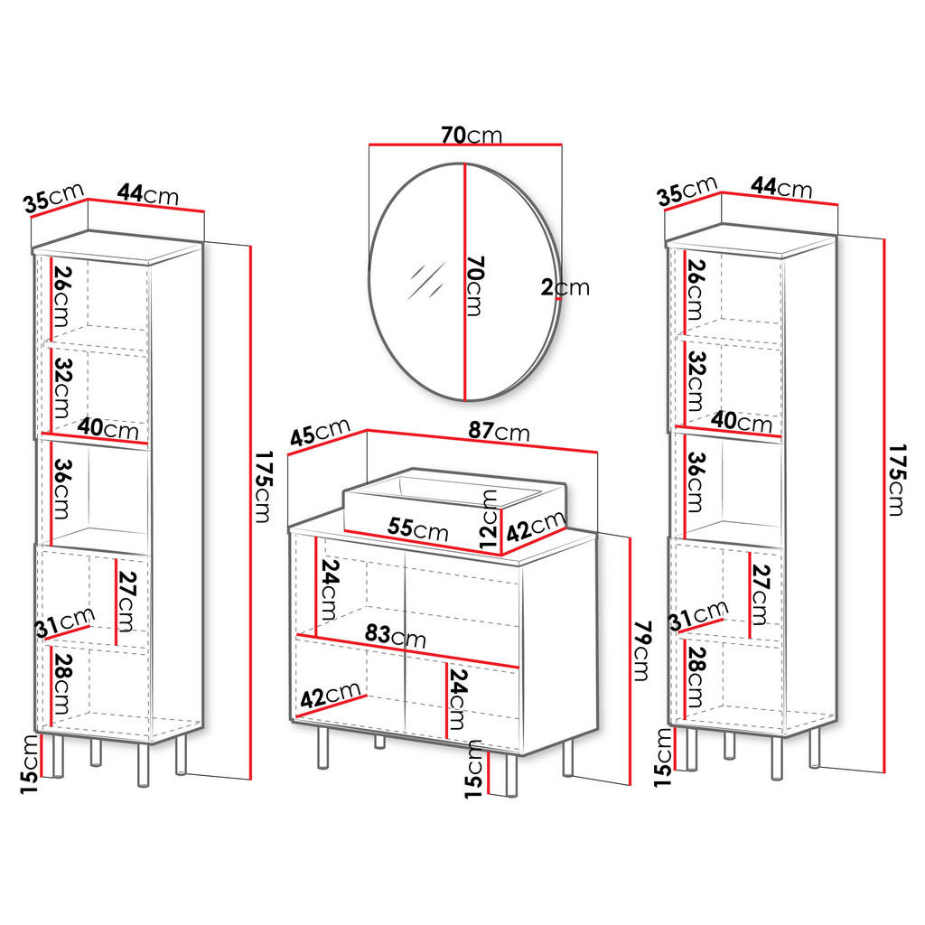 Thumbnail - Mirjan24 Badmöbel-Set, Schwarz, Holzwerkstoff, 87x79x45 cm, Badezimmer, Badmöbelsets & Badmöbelserien, Badmöbel-Sets