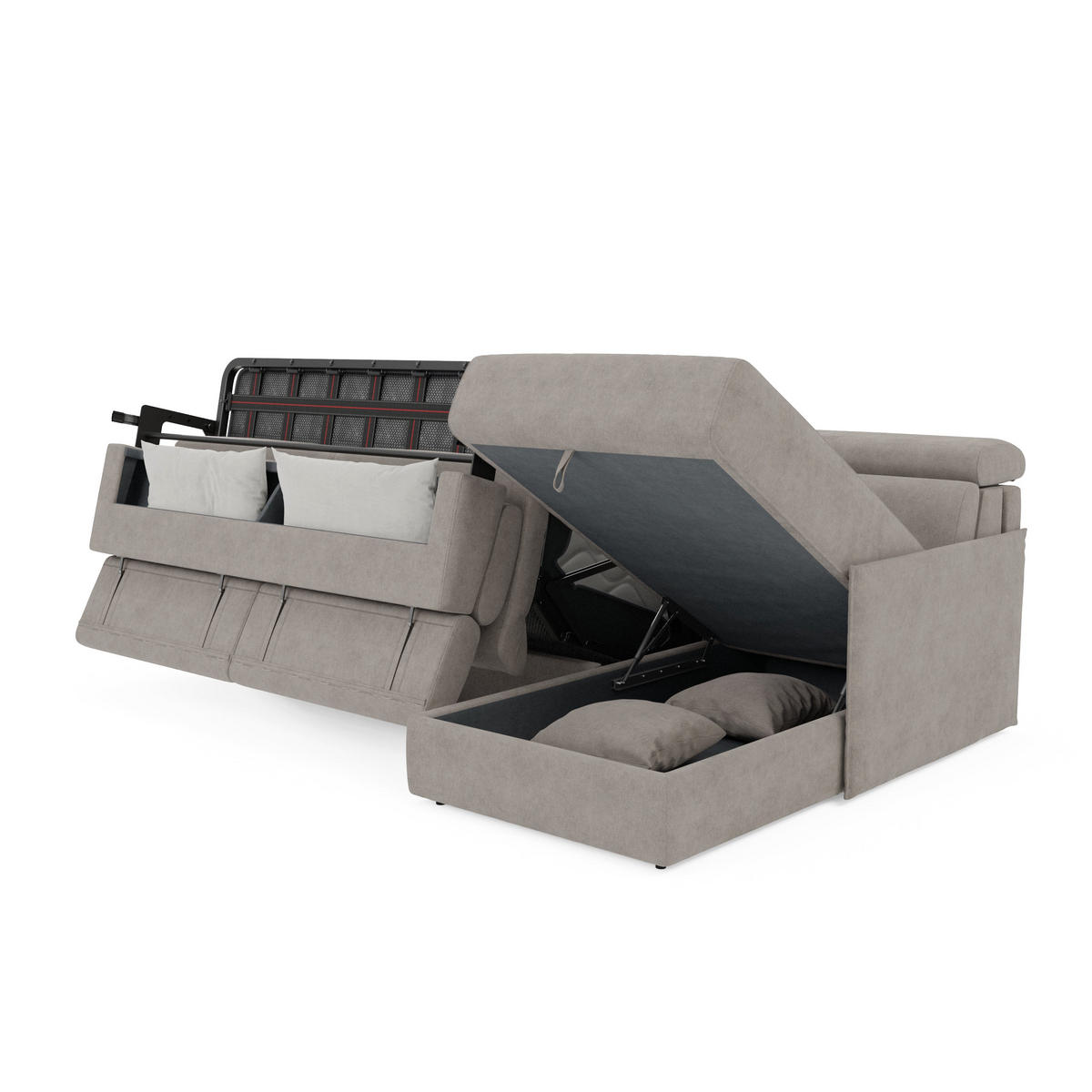 ECKSOFA Miryam - Grau, Metall (252/98cm) - Divani.store