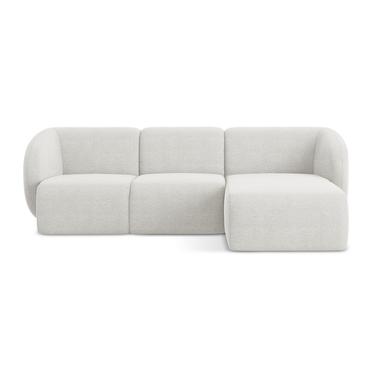 ECKSOFA Rechts Bouclé Stoff Weiß - Schwarz/Weiß, Holzwerkstoff/Kunststoff (248/166cm) - LaMiaSofa