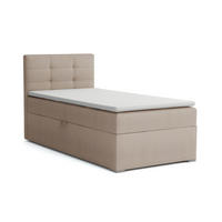 BOXBETT FLO 90/200 in Velours Beige links H4 - Beige, Holz/Holzwerkstoff (90/200cm) - Deine Möbel 24