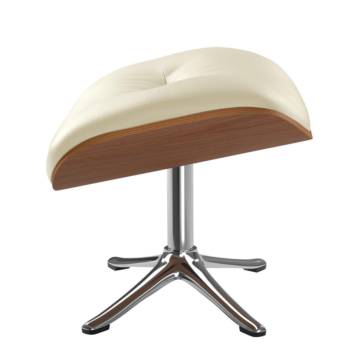 POLSTERHOCKER - Chromfarben/Weiß, Leder/Metall (44/39/42cm) - home24