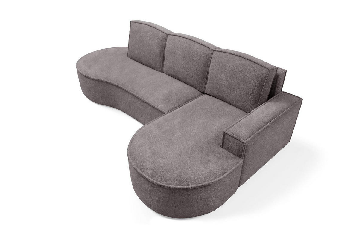 ECKSOFA Flow Grau, mit Schlaffunktion und Kissen in Abriamo Stoff, rechte seite - Grau, Holzwerkstoff/Textil (277/157cm) - Bettso