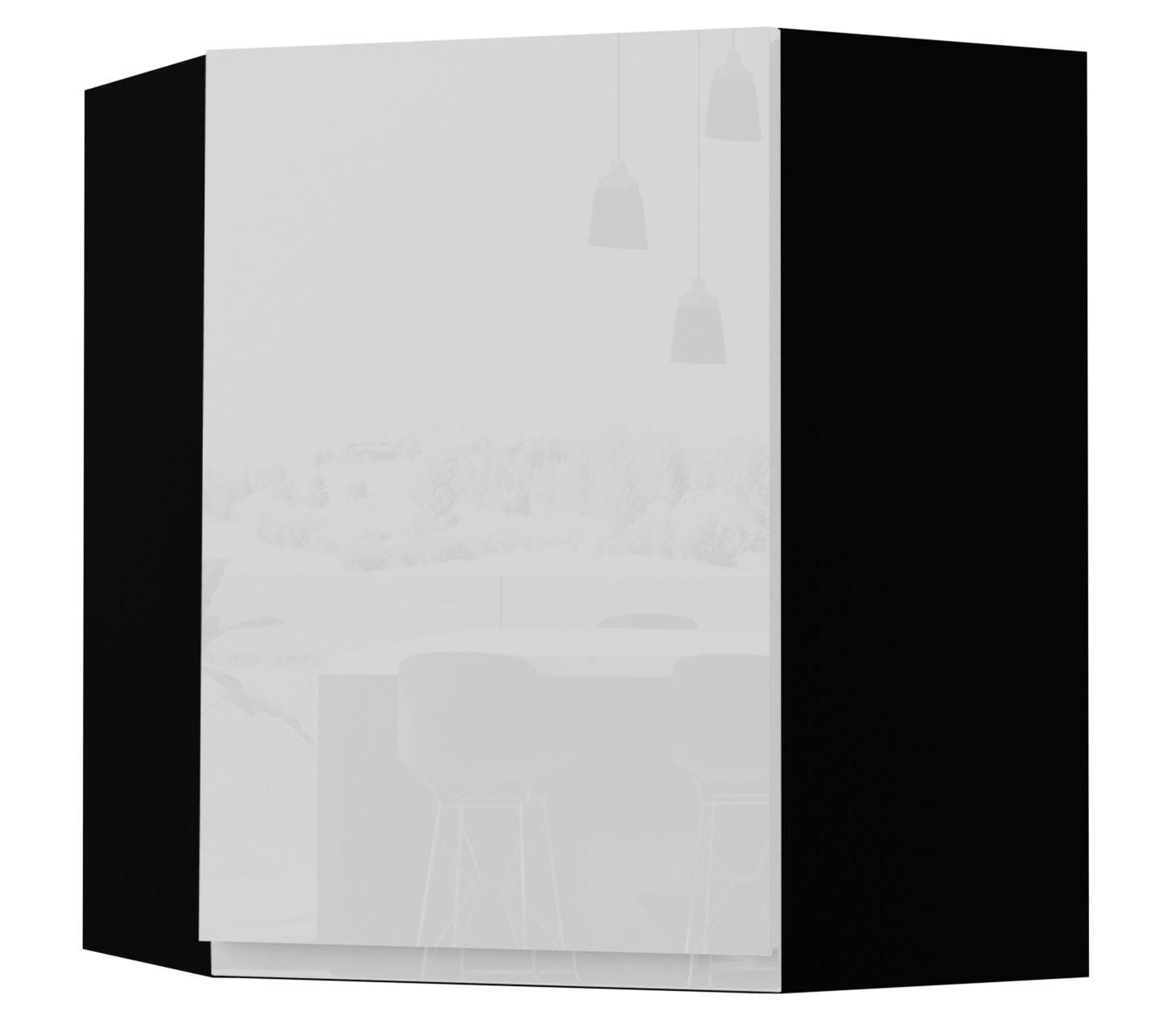 HÄNGESCHRANK Florence W10/60 Schwarz / RAL 9003 signalweiß HG 60 / 60 / 72cm - Türanschlag links - Weiß Hochglanz/Schwarz, Holz/Holzwerkstoff (60/72/60cm) - Feldmann-Wohnen
