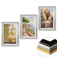 WANDBILDER 3er Set - 20x30 cm Silberner Rahmen - Zitrusfrüchte in der Küchenmeerstadt - Silberfarben, Kunststoff (20/30cm) - ArtPrintCave