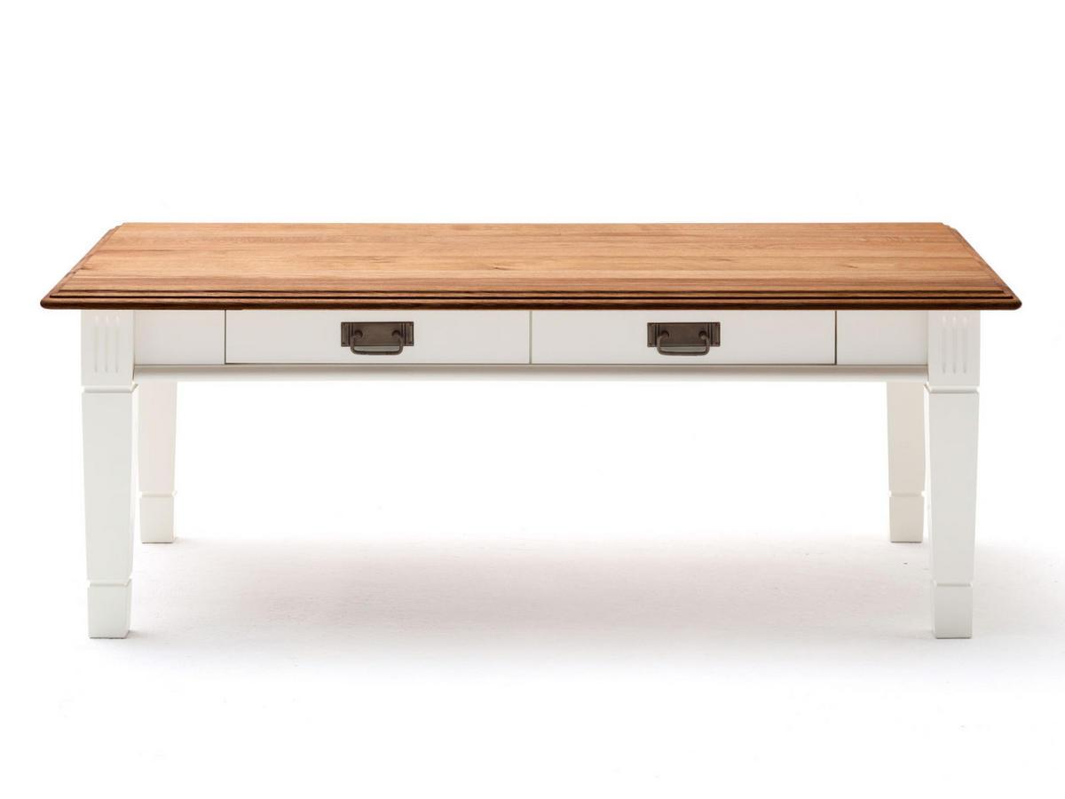 COUCHTISCH Novara - Weiß/Braun, Holz (75/130/48cm) - Casamia Massive Möbel