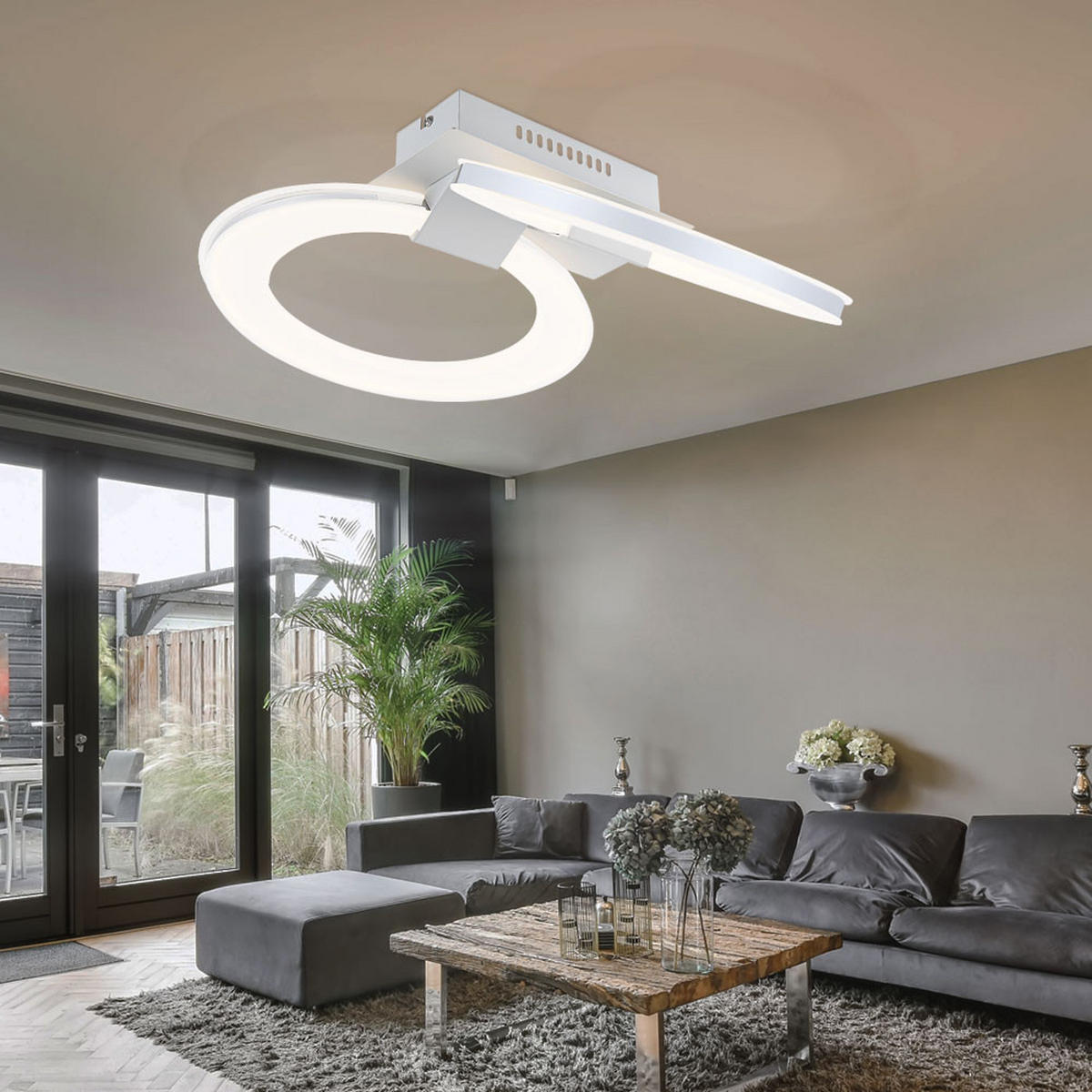 LED DECKENLEUCHTE Cringle Weiß satiniert - Weiß, Metall (44/35/16.8cm) - Globo Lighting