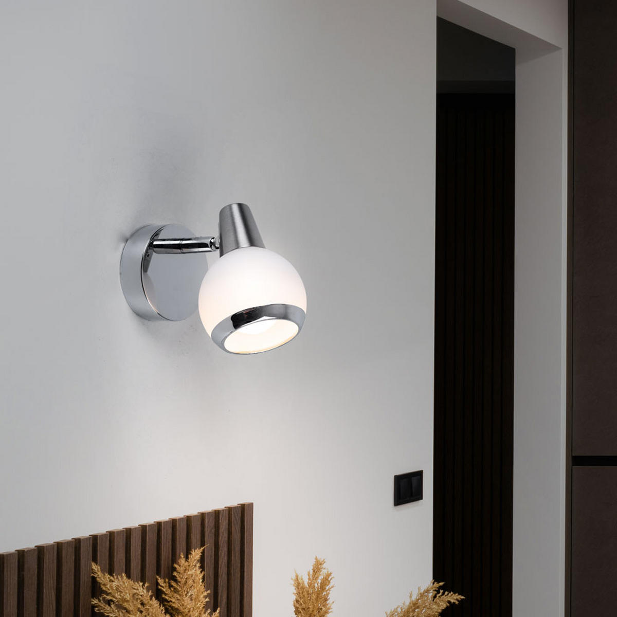 LED WANDLEUCHTE KARDE Chrom Silber - Silberfarben, Glas (8/11.5/12.5cm) - Globo Lighting