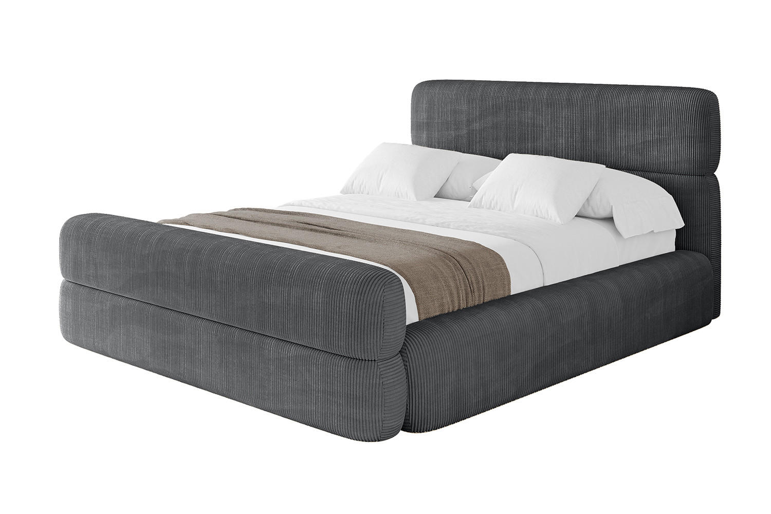 POLSTERBETT mit Bettkasten, Fußteil und Lattenrost, Boxbett mit Matratze H3/H4 - ENORA-Z 180x200 Dunkelgrau - Anthrazit, Holzwerkstoff/Textil (180/200cm) - ALTDECOR