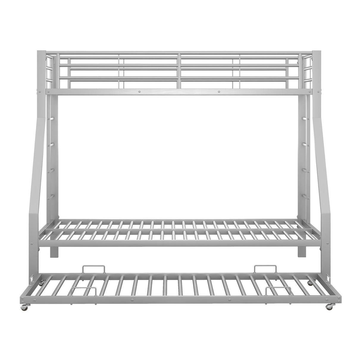 ETAGENBETT 90/200 & 140/200 cm aus Metall mit Ausziehbett in Silber - Silberfarben, Metall (90/190cm) - BEAOK