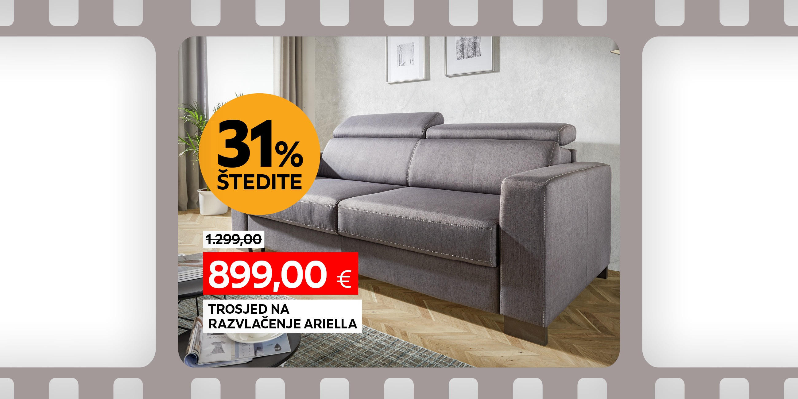 trosjed na razvlačenje Ariella umjesto 1299,00 € nova cijena 899,00 € Štedite 25%