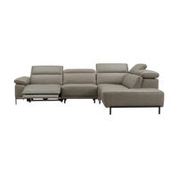 ECKSOFA Linus Echtleder mit 1 x Relaxfunktion Greige - Greige, Leder/Metall (262/220cm)