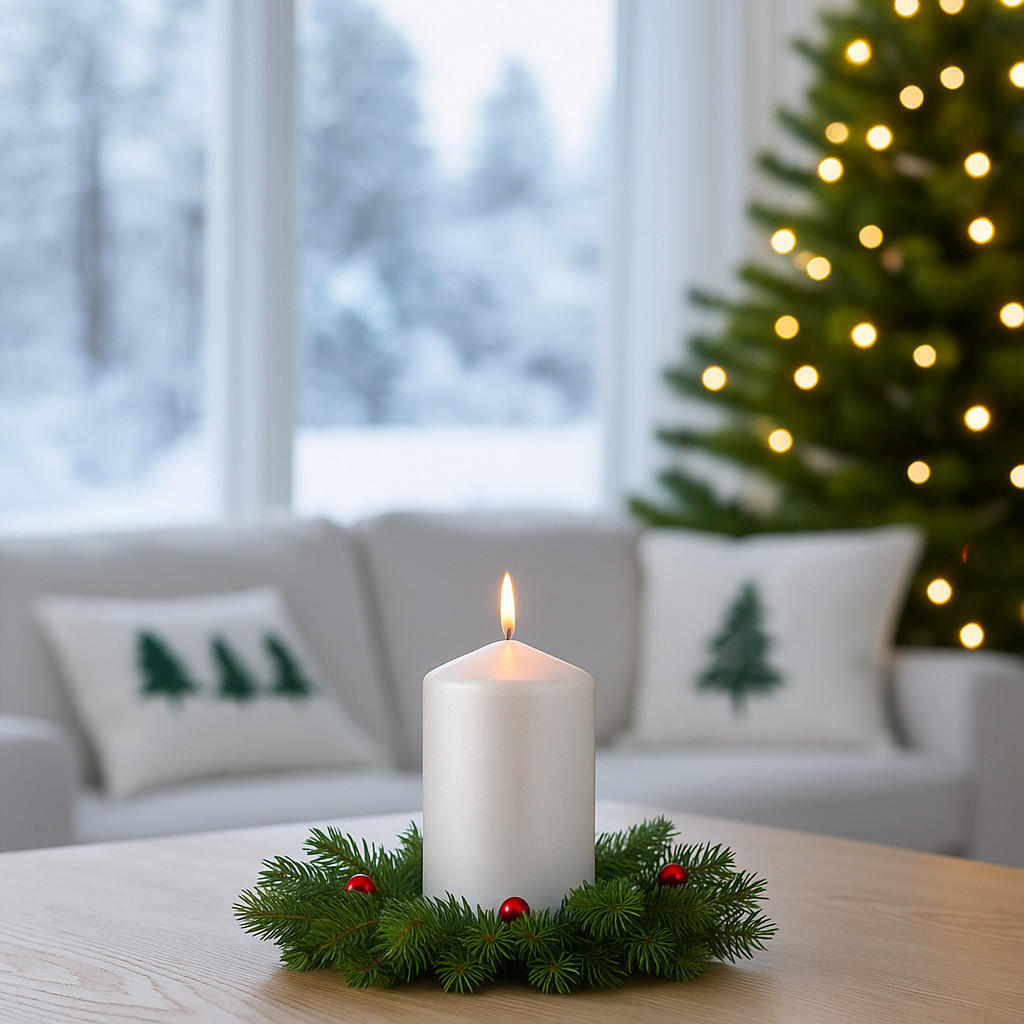 STUMPENKERZE glänzend 12 cm - Weiß, Paraffin (7/12/7cm) - Atmosphera Createur d´interieur