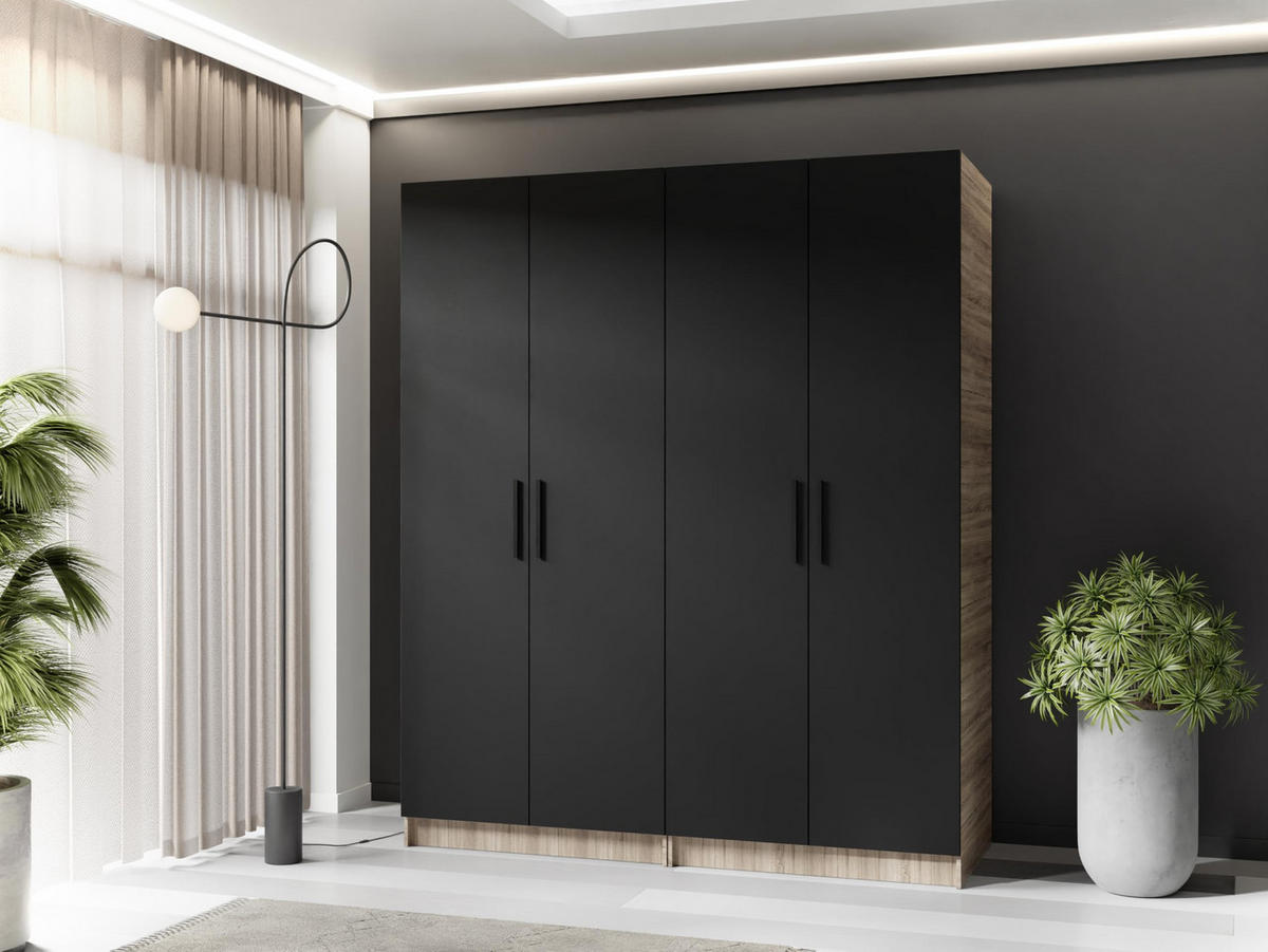 ŠATNÍ SKŘÍŇ GOLD Dub Sonoma & Černá - černá/Sonoma dub, kompozitní dřevo (78/205/52.5cm) - Kier Furniture