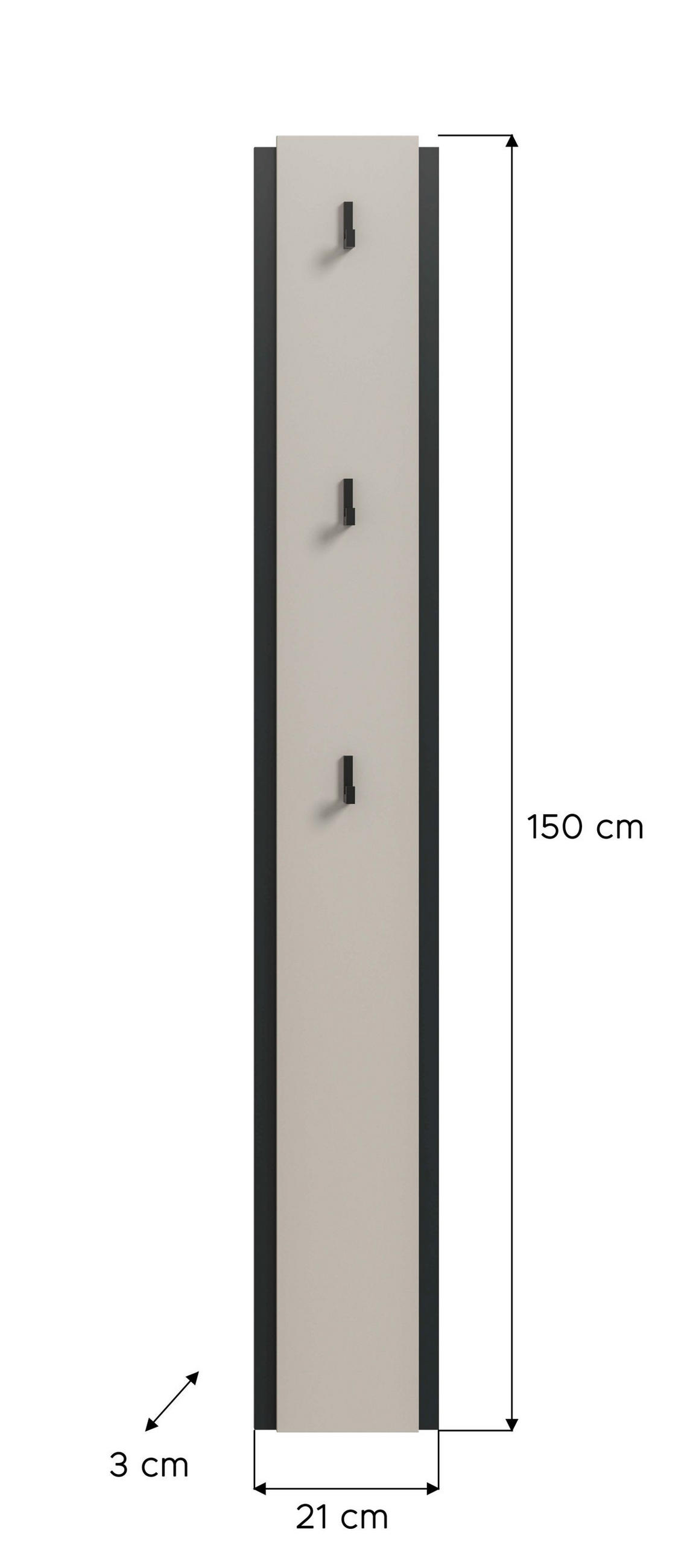 HAKENPANEEL Emil Kaschmir 21/6/150 cm - Beige, Holzwerkstoff (21/150/6cm) - Xonox