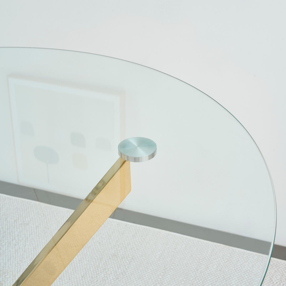 ESSTISCH 80/80/76 cm goldfarben aus Glas mit Kreuzfußgestell - Goldfarben, Metall (80/80/76cm) - OKWISH