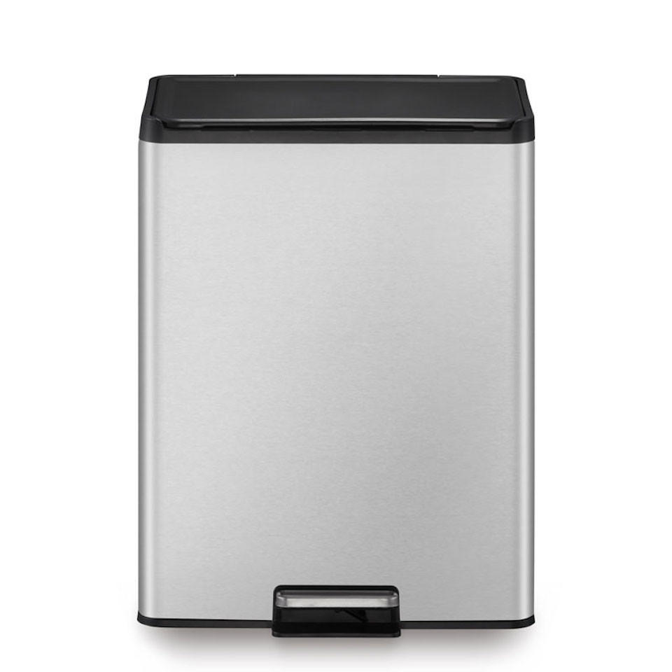 MÜLLEIMER Mit Soft Close & Stay Open Deckel 40 Liter Edelstahl Silber - Silberfarben, Metall (33.8/59.2/46.2cm) - PROREGAL