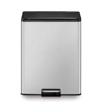 MÜLLEIMER Mit Soft Close & Stay Open Deckel 40 Liter Edelstahl Silber - Silberfarben, Metall (33.8/59.2/46.2cm) - PROREGAL