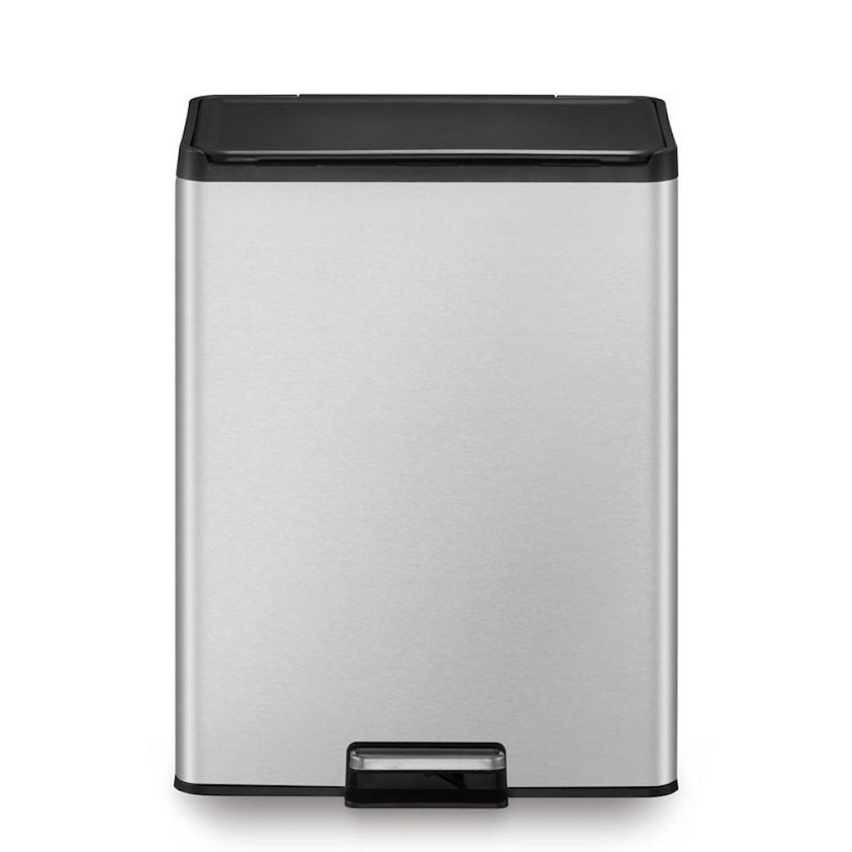 MÜLLEIMER Mit Soft Close & Stay Open Deckel 40 Liter Edelstahl Silber - Silberfarben, Metall (33.8/59.2/46.2cm) - PROREGAL