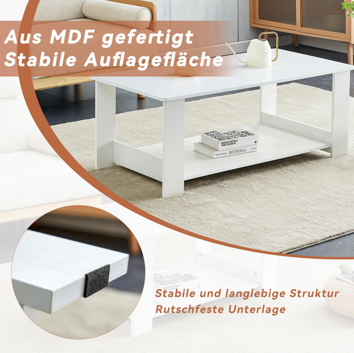 KLUBSKA miza iz MDF, 110/55/42 cm bela z videzom lesa - bela, leseni material (110/55/42cm) - BEAOK