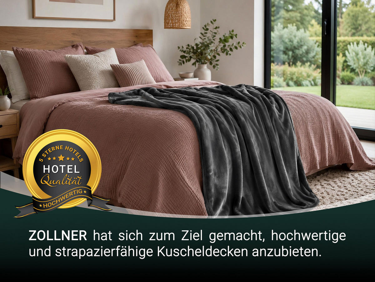 KUSCHELDECKE, 150x200 cm, 100% Polyester, Grau - Anthrazit, Textil (150/200cm) - Zollner