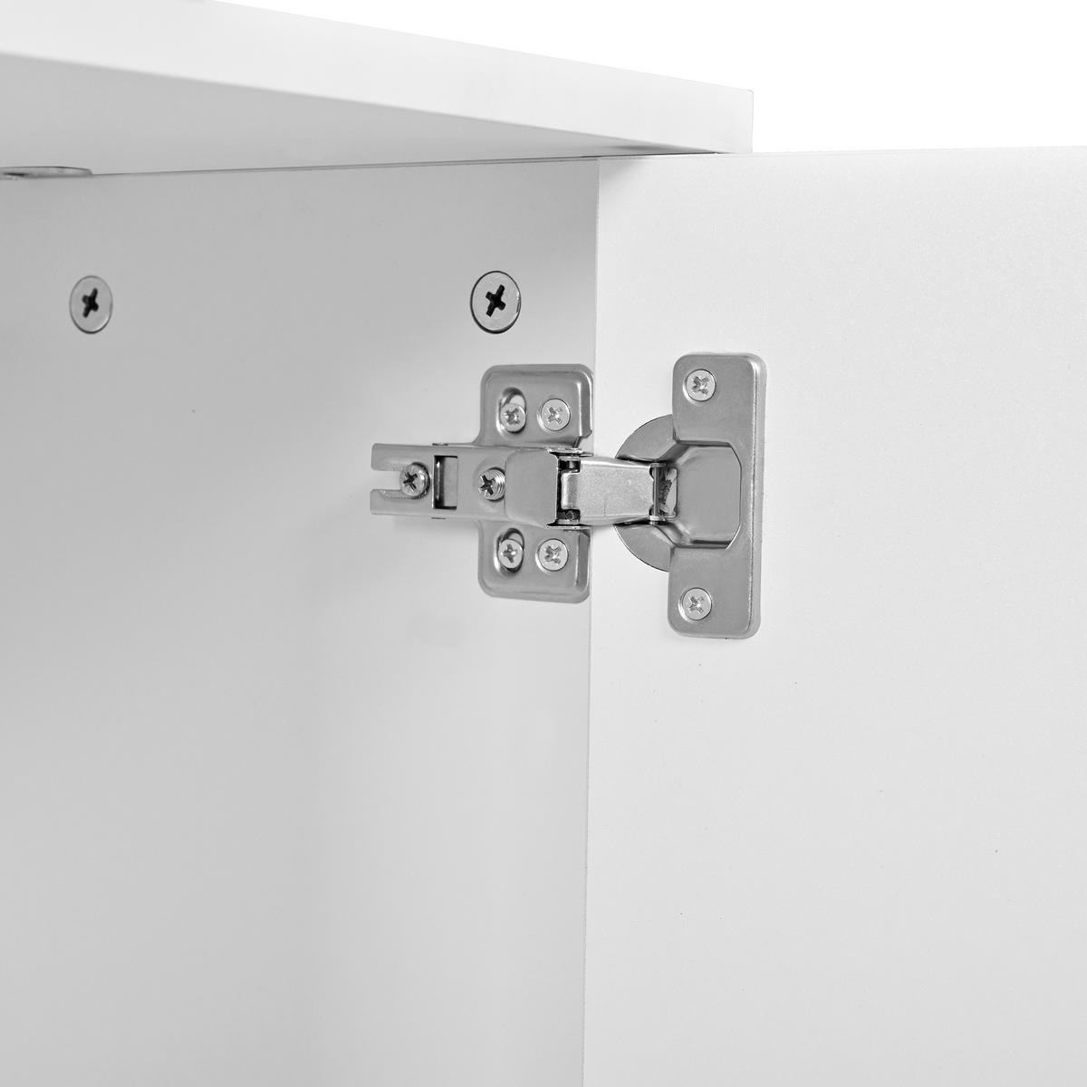 GARDEROBE-SET in Weiß Schuhschrank mit Spiegel , Hutablage , LED und 4 Haken für Flur , B105/T25/H151.5cm - Weiß, Holzwerkstoff (85/101.5/25cm) - STILVORA