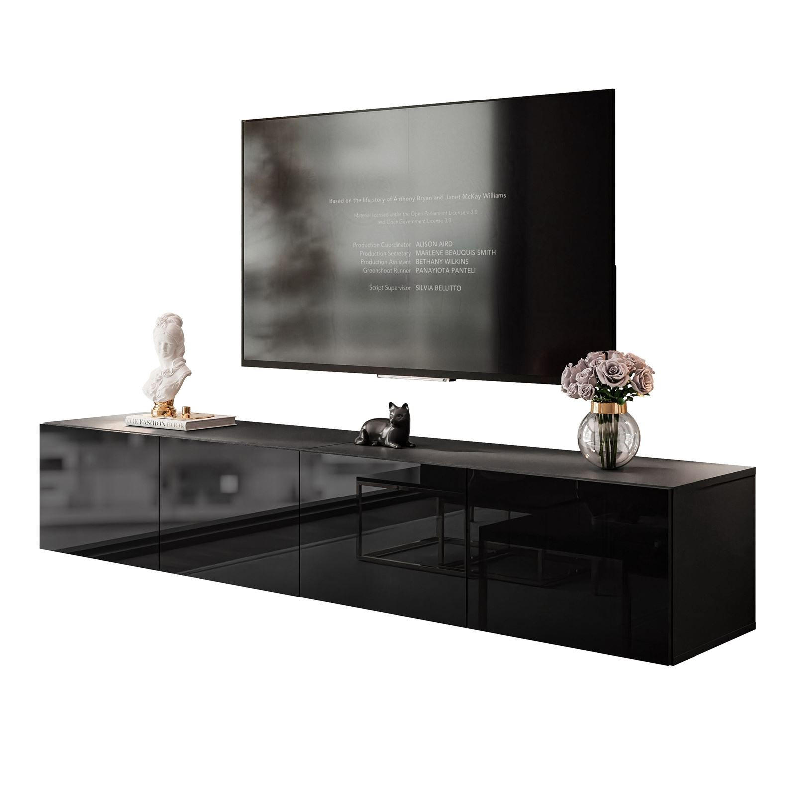 TV-LOWBOARD COLGANTE 200 cm Hängeschrank - Schwarz Hochglanz, Holzwerkstoff (200/36/40cm) - Lookway