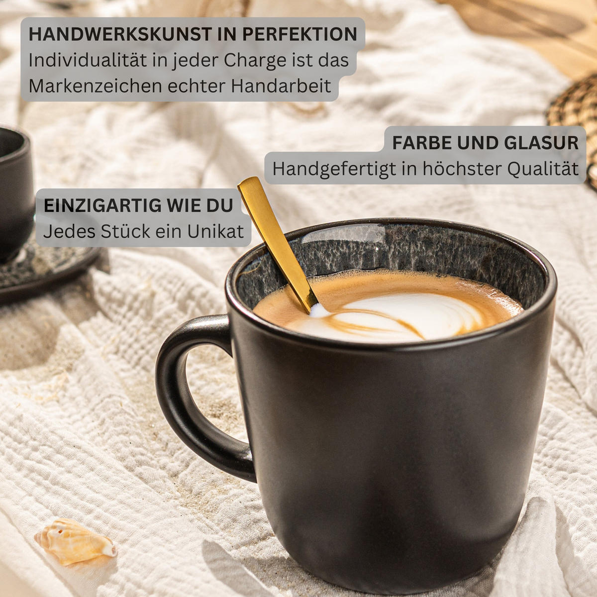 KAFFEEBECHER SET SYDNEY - 6 teilig aus Steingut - Grau, Keramik (0.43L) - Sänger