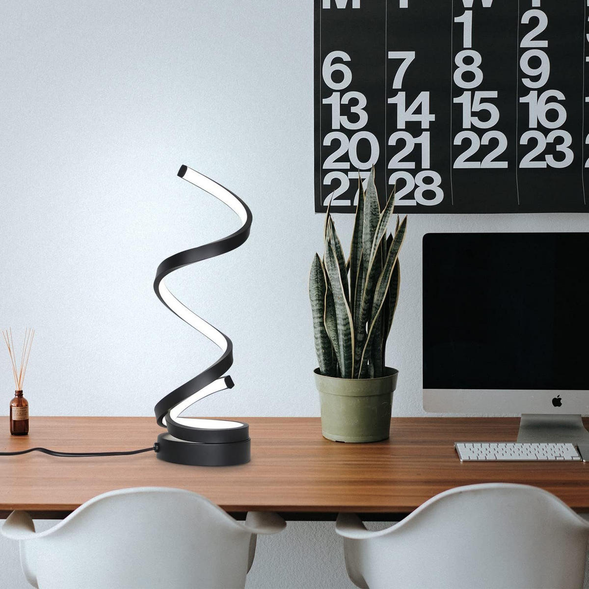 LED-TISCHLEUCHTE Spirale 13/13/41 cm - Schwarz, Metall (13/13/41cm) - Nettlife