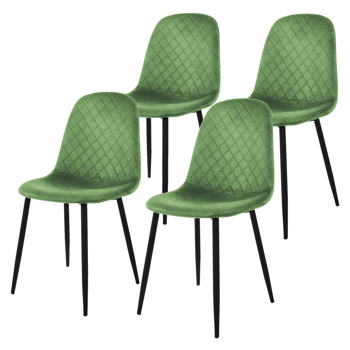 JÍDELNÍ ŽIDLE, sada 4 ks, šalvějový samet - černá/šalvějově zelená, kov/textil (51/89/44cm) - ML-DESIGN