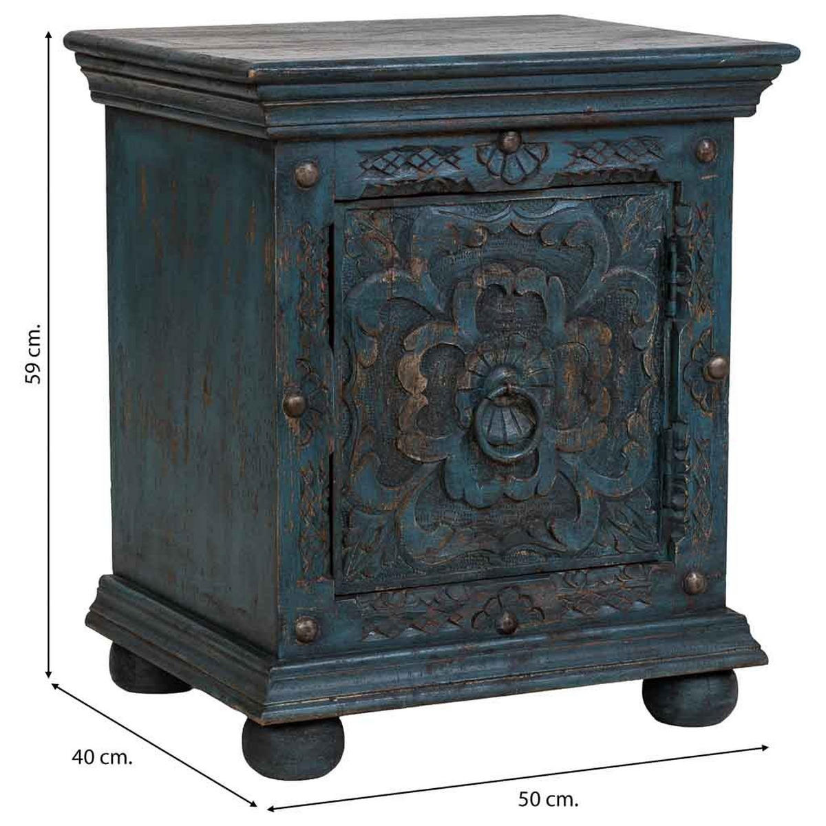 NACHTTISCH aus holz 50x40x59cm - Blau, Holz (50/59/40cm) - Wanderlust