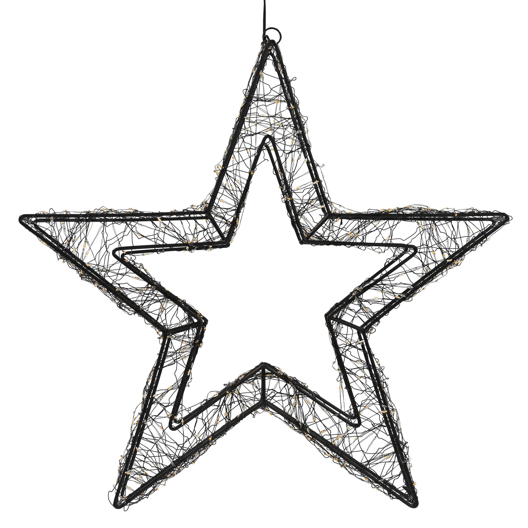 LED-WEIHNACHTSSTERN 50 cm 720 LEDs Extra-Warmweiß mit Timer aus Metall - Schwarz, Metall (50/50/8cm) - ECD-Germany